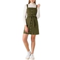 thumbnail image 1 of INSPIRE CHIC Robe en Denim pour Femme Printemps Été à Bretelles Ajustables Coupe Évasée Vert Armée 2TG, 1 of 6