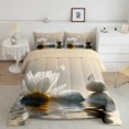thumbnail image 2 of YST Ensemble de Douillette Fleurs Format Simple, Papillons Pierres Literie Douce, Fleurs de Lac Rivière Insectes Reflets Déco de Chambre Ensembles de Douillette, Insert de Couette Ciel Blanc Jaune Crépuscule pour Chambre, 2 of 6