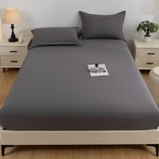 Fitted Sheet Set with Pillowcases - Soft, Breathable Polyester Bedding in Multiple Colors for Queen & Full Size Beds