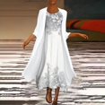 thumbnail image 2 of ORUYROP Robe en Chiffon pour Femmes Manches 3/4 Invité de Mariage Élégante Robe Fluide Longueur Genou Ensemble Deux Pièces Robe Formelle Vintage, 2 of 6