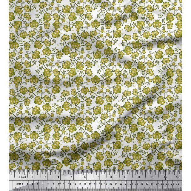 Soimoi Poly Georgette Fabric Flower Artistic Decor Fabric Printed Yard 52 Inch Wide