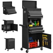 HOMCOM Cabinet à outils avec 6 tiroirs, coffre à outils 3-en-1 roulant avec roues