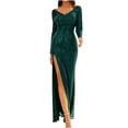 thumbnail image 2 of FcBaudy Robe à Manches Longues à Col en V, Robes d'Été pour Femmes, Robes pour Femmes Mode Femmes Robe Longue à Manches Longues Sans Bretelles Dos Nu en Dentelle Robe de Soirée Longue Robe Femme, 2 of 8