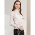 thumbnail image 4 of INSPIRE CHIC Chemisier Haut en Dentelle Florale Transparente à Col Roulé à Manches Longues Transparent pour Femme TG Blanc, 4 of 6