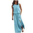 thumbnail image 1 of Leutsin Robe d'Été Décontractée pour Femme Grande Taille Robe d'Été Aguichant pour Femme Sans Manches à Col Rond avec Fente, 1 of 5