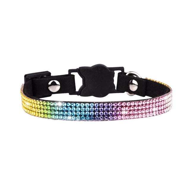 SXcggal 2 Adjustable Sizes Personalized Color Rhinestone Cat Collars With Tie Girls Cat Collar With Metal Buckle Adjustable Puppy Collars For Cat As Pet Gift Cute Healthy Practical Pet Accessories