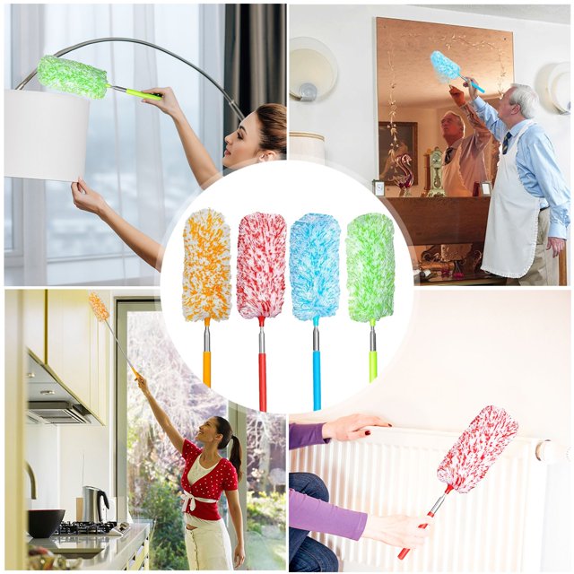 Oleegame 1PC Home Use Microfiber Hand Extended Duster For Daily Cleaning Cleaning High Ceiling Fan Interior Roof Wet Or Dry Use White