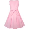 thumbnail image 2 of Girls Dress Color Block Contrast Bow Tie Pink White Party 14 Years, 2 of 8