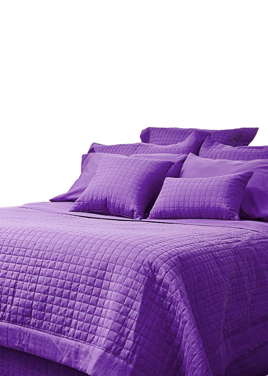 Gouchee Home Grid Quilted Duvet Cover Set – King Purple, Soft Brushed Microfiber Bedding Set with Square Stitch Design, Lightweight All-Season Duvet Cover with Matching Pillow Shams
