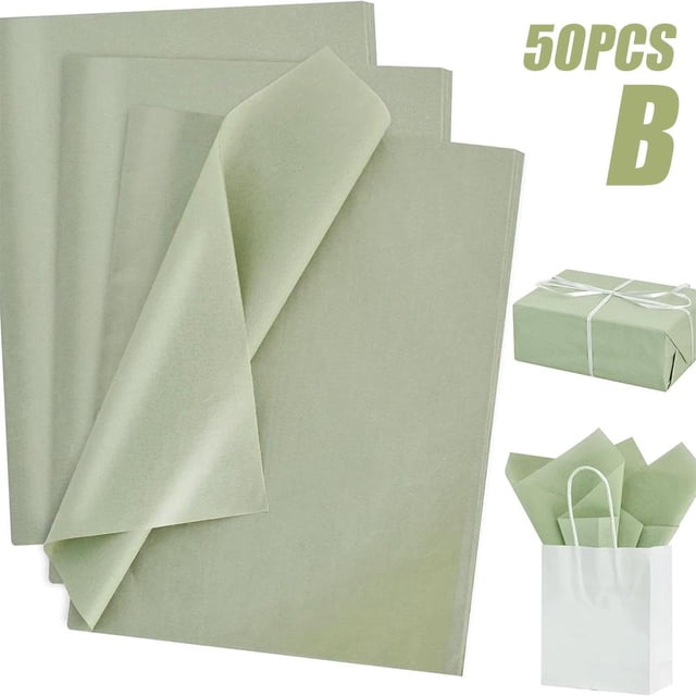 SharkTRUE 50 Sheets Green Tissue Paper, Sage Tissue Paper For Gift Bags,