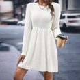 thumbnail image 1 of Gspmoly Robes pour Femmes, Robe Chandail à Manches Longues et Col Rond Unie pour Femmes, Robe Chandail Longueur Genou, Robes de Vacances pour Femmes Offres du Jour, 1 of 9