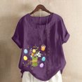 thumbnail image 1 of EGNMCR Shirts T - de Pâques pour Femmes T-Shirts Imprimé de Pâques T-Shirt d'Été Oversize Décontracté à Col Rond à Manches Courtes à Imprimé Floral Chemise Ample Hauts Femmes T-Shirts, 1 of 5