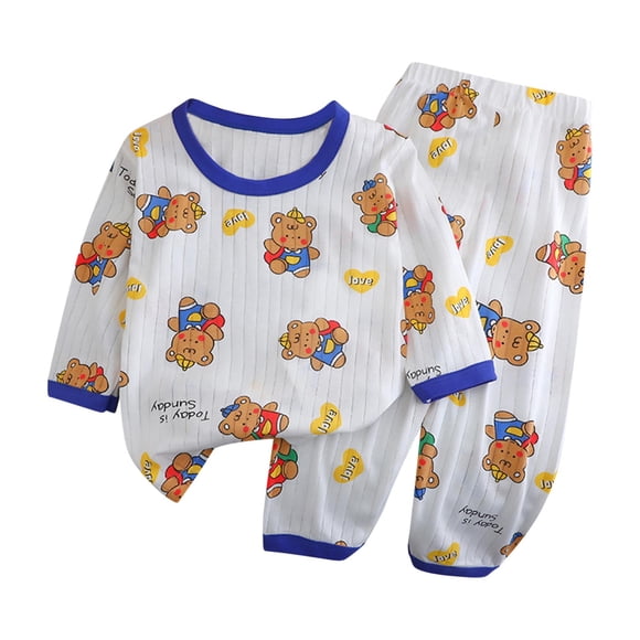 Summer Savings Clearance 2025! BOVXNPU Boys Two-Piece Set,Sleepwear for Kids,Children's Summer Long Sleeve Graphic Print T-Shirt and Pants Pajama Set