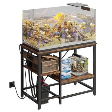 Bestier 40-50 Gallon Fish Tank Stand with Power Outlets, 3-Tier Heavy Duty Metal Aquarium Stand Reversible Storage Shelf