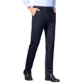 thumbnail image 3 of Chbgutlmr Dress Pants for Men Button High Waist Solid Color Suit Pants Formal Work Office Trousers Pockets, 3 of 5
