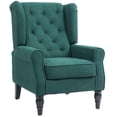 thumbnail image 1 of HOMCOM Button-Tufted Accent Chair with Wing Back Rounded Arms Dark Green, 1 of 10