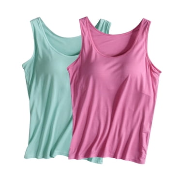 Yuyuzo Camisoles pour Femmes Grande Taille avec Soutien-Gorge Intégré, Décontractées, Entraînement, Yoga, Sport, Vêtements de Détente, Lot de 2