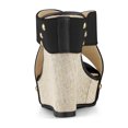 thumbnail image 3 of BLISSFUL STEP Women's Linen Platform Slide Wedge Open Toe Sandals, 3 of 7