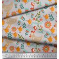 thumbnail image 2 of Soimoi Poly Georgette Fabric Leaves,Cock & Chick Cartoon Printed Fabric 1 Yard 52 Inch Wide, 2 of 3