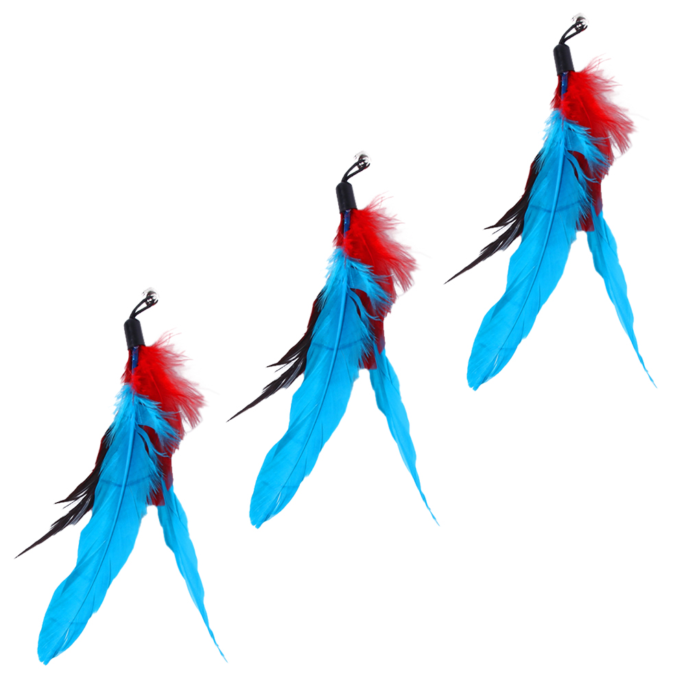 3 Pcs Tête de Rechange en Plumes Jouet pour Chat Jouet Interactif