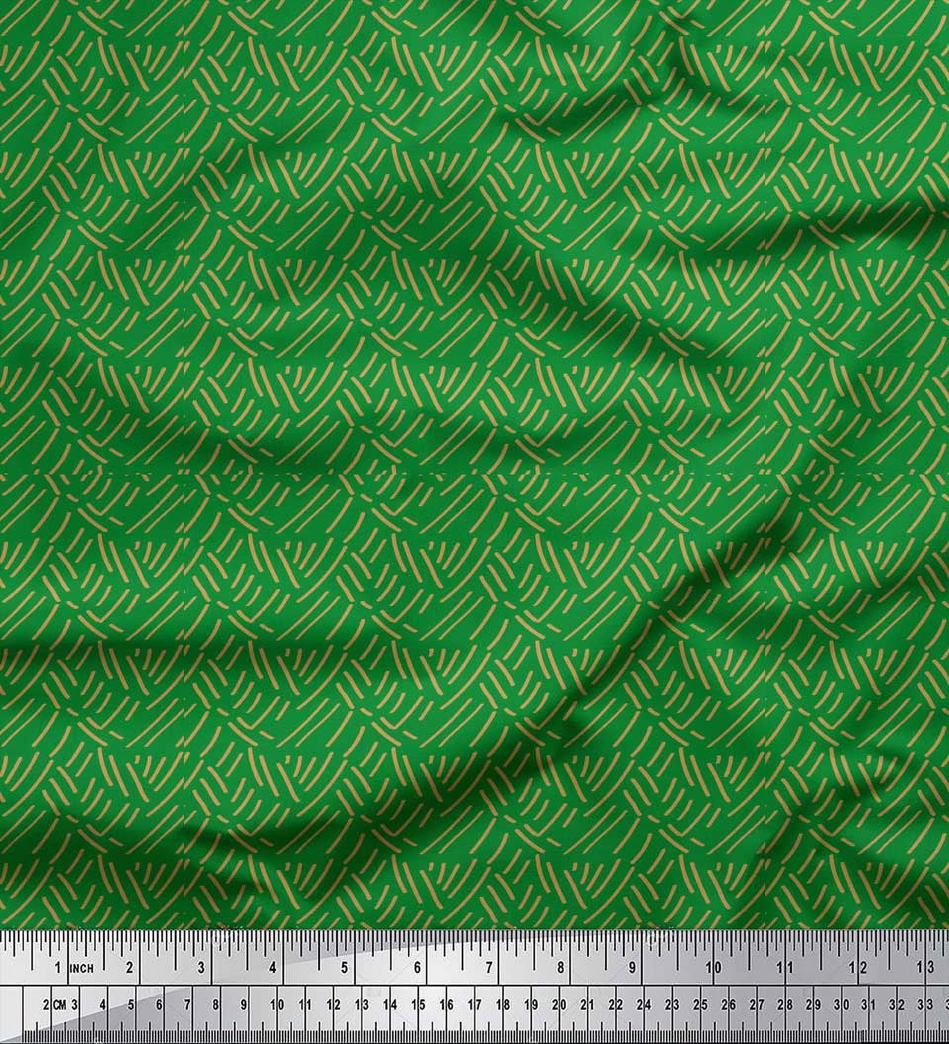 Soimoi Green Poly Georgette Fabric Brush Stroke Abstract Print Fabric by the Yard 42 Inch Wide