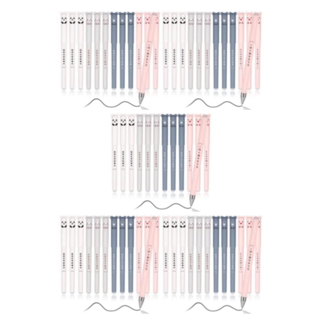 crativent 12 Pcs Stylo à Bille Roulante en PVC avec Mignon Dessin Animé Effaçable et Réécriture Encre Fiable Grand Application Noir 5Ensemble