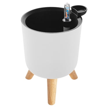 Shisuyan Jardinières Auto-Arrosantes avec Indicateur de Niveau d'Eau, Pots de Plantes en Plastique avec Support, Pots à Fleurs avec Entrée d'Eau pour Plantes Intérieur Extérieur Déco Maison Blanc