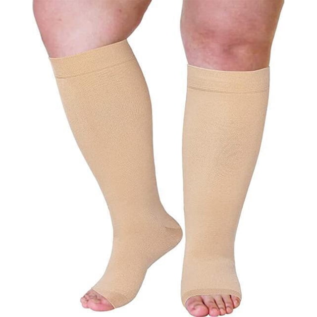 kurtrusly Compression Socks Wide Calf Health Care Long-lasting Black Skin Color Professional Practical Long-lasting Elderly Skin Clor/Toe 7XL