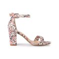 thumbnail image 3 of BLISSFUL STEP Women's Shoes Solid Color Open Toe Block High Heels Summer Sandals Pink 9.5, 3 of 7