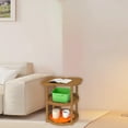 thumbnail image 4 of Plastic Sofa Side Table with Storage Shelf Small Coffee Table for Living Room Bedroom Movable Floor Standing Nightstand with Cloud Shelf Compact End Table for Couch Bedside Corner Easy Assembly, 4 of 5