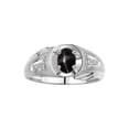 thumbnail image 1 of RYLOS Men's Rings Sterling Silver Rings Classic Designer Style 8X6MM Gemstone & Diamond Ring Black Star Sapphire March Birthstone Rings For Men,  Size 9, 1 of 7