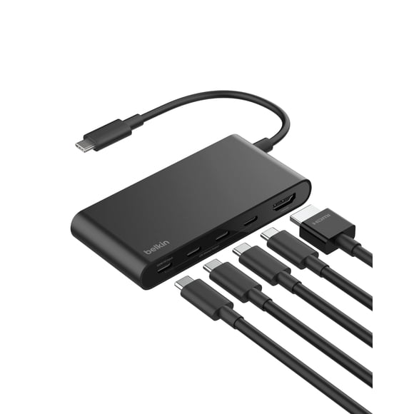 Belkin USB C Hub, 5-Port Hub w/ 4K HDMI Display @ 60Hz, 100W Power Delivery, Fast Data Transfer 10Gbps, USB C Multiport Adapter - Compatible with MacBook, iPad Pro, Chrom