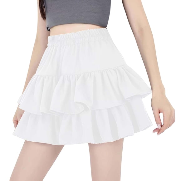 Jupes pour Femmes Grande Taille Jupes Mignonnes pour Femmes Shorts Longs Plissés à Porter sous une Jupe de Table en Raphia Jupe Mini Noire Taille Haute à Volants Noir Courte Blanche TG