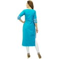 thumbnail image 2 of Phagun Kurta Droite Bleue de Designer pour Femme, Manches 3/4, Kurti Décontractée Imprimée-26, 2 of 5