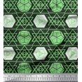 thumbnail image 1 of Soimoi Green Poly Georgette Fabric Geometrical Star Geometric Printed Craft Fabric by the Yard 42 Inch Wide, 1 of 5