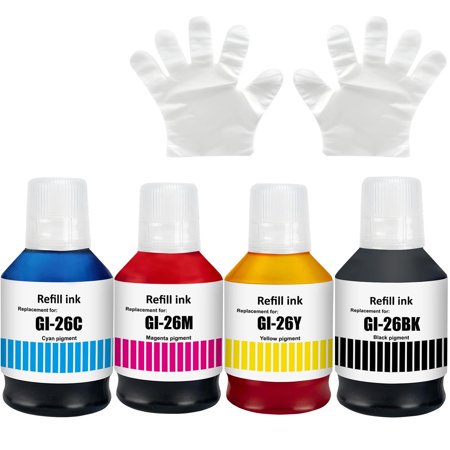LAIPENG GI-26 GI26 Ink Refill Bottles Compatible for Canon MAXIFY GX7021 GX6021 GX7020 GX6020 GX5020 GX4020 GX3020 Printer 4 Color Multipack GI-26BK GI-26C GI-26M GI-26Y
