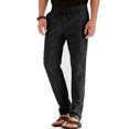 thumbnail image 3 of MAWCLOS Mens Trousers Elastic Waist Pants Drawstring Bottoms Fitted Summer Solid Color Loungewear Black 2XL, 3 of 4