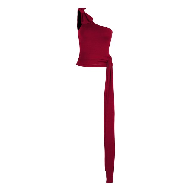 Gupgi Women One Shoulder Bow Bandage Vest Solid Color Sleeveless Tank Tops