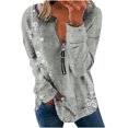 thumbnail image 2 of 2023 Chandail de Mode pour Femmes Rabais de 50 % Liquidation Hauts pour Femmes Automne Manches Longues Chandail Ample Chemise Chic Décontractée Chandails à Rayures à Col Rond pour Dames, 2 of 5