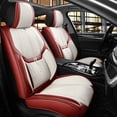 thumbnail image 1 of Maidao Car Seat Covers Full Set for Subaru for Forester 2003-Present 5 Seats Leather Compatible Airbag Water Resistant Front Rear Cushion Protector White and Wine Red, 1 of 8