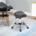 thumbnail image 2 of HOMCOM Height Adjustable Hydraulic Rolling Salon Stool Swivel Saddle Chair, 2 of 10