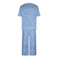 thumbnail image 4 of Mikilon Pyjama Décontracté pour Femmes, Ensemble de Sommeil Mode Imprimé à Manches Courtes, Pantalon Capri, 2 Pcs, Col Rond, Tenue de Détente Décontractée avec Poches, Ensemble 2 Pcs, Bleu G, 4 of 8