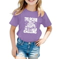 thumbnail image 1 of Crop Tops pour Enfants 9-10 Filles Vêtements pour Filles Juniors Motif Lettre Décontracté Multicolore Col Rond Manches Courtes, 1 of 4