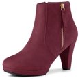 thumbnail image 1 of Unique Bargains Women's Side Zip Low Platform Block Heel Ankle Booties, 1 of 6