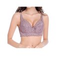 thumbnail image 2 of INSPIRE CHIC Women Full Cup Bras Breathable Comfort Floral Lace Full Coverage Non Padded Underwired Bra 44/100 Fit 42B/C Plum, 2 of 6