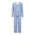 thumbnail image 4 of Timegard Pajamas Sets for Women 2 Piece Stripted Long Sleeve V Neck Ruched Top and Pants Fall Pjs Outfits, 4 of 5