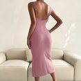 thumbnail image 4 of SMihono Robe d'Été Bohème pour Femmes Grande Taille Mode Décontractée Printemps et Été Sans Manches Col en V Robe Chandail Slim, 4 of 8