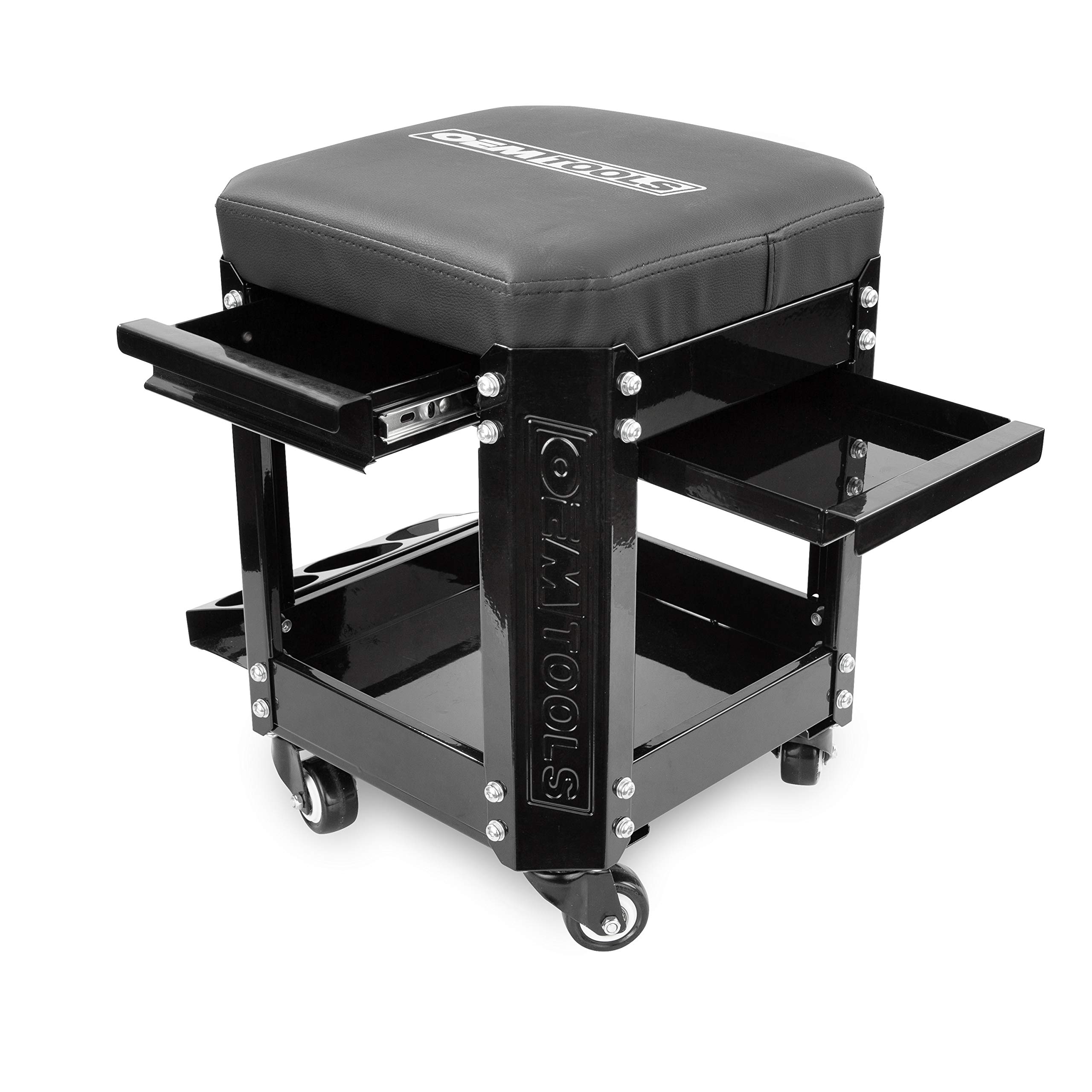 OEMTOOLS 24994 Siège d'Atelier, Tabouret Roulant avec Rangement pour Outils, Tabouret de Mécanicien pour Garage, Capacité de 280 lb