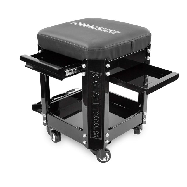 OEMTOOLS 24994 Siège d'Atelier, Tabouret Roulant avec Rangement pour Outils, Tabouret de Mécanicien pour Garage, Capacité de 280 lb