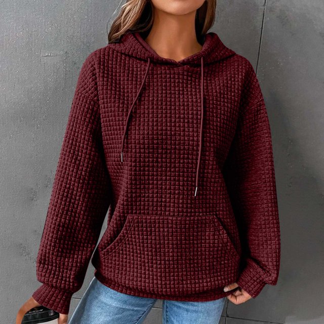 Chandails à Capuchon Mode pour Femmes 2023 Décontractés à Manches Longues à Col Rond Chandails pour Dames Hauts Blouse Chandail à Capuchon Uni Rabais de 50 % Liquidation Costumes d'Halloween/Noël